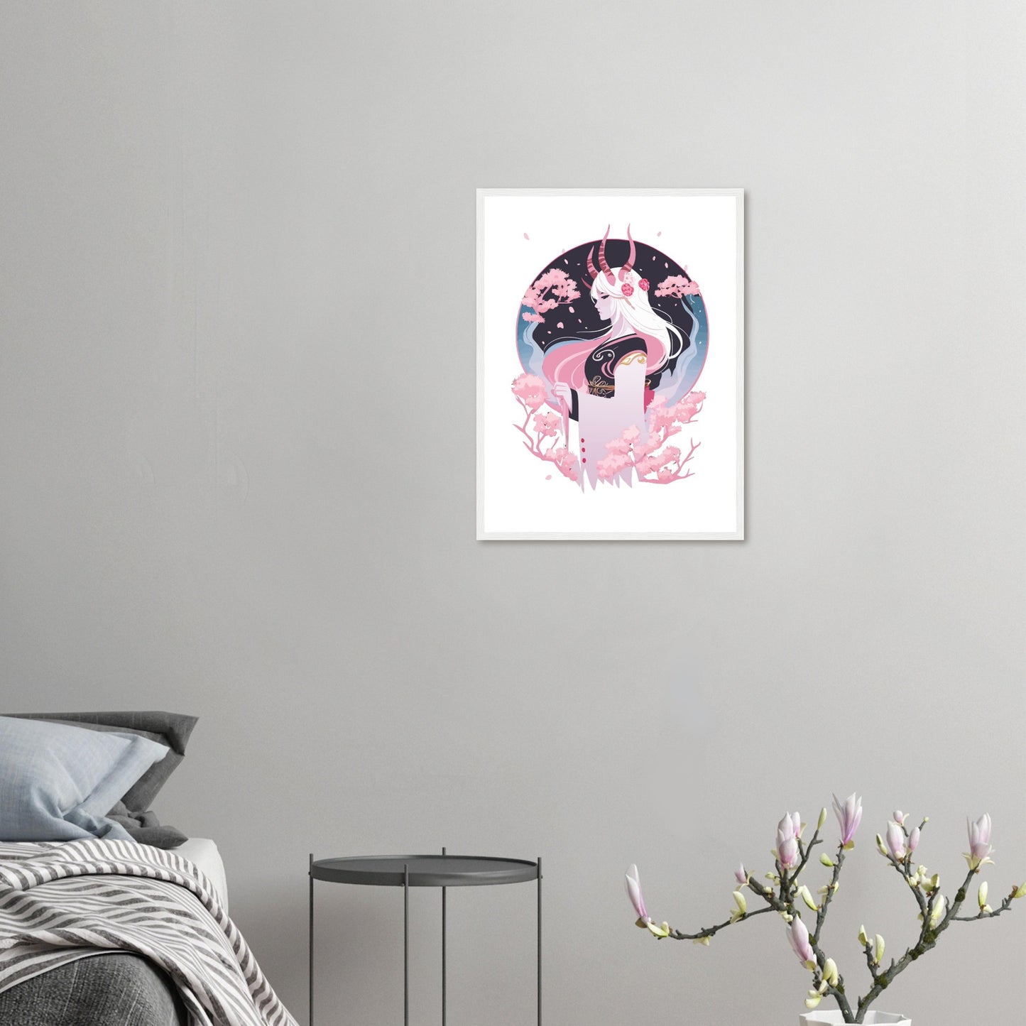 weibliche Zauberin Sakura mit Hörnern - gerahmtes Bild